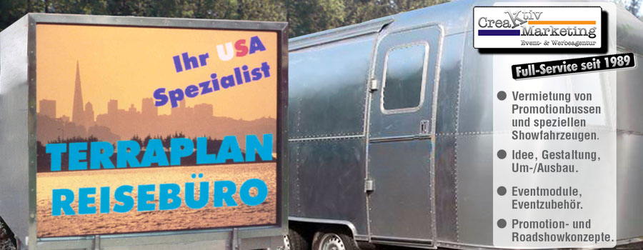 Beleuchteter Werbeanhänger und Airstreamer Beleuchteter Werbeanhänger und Airstreamer